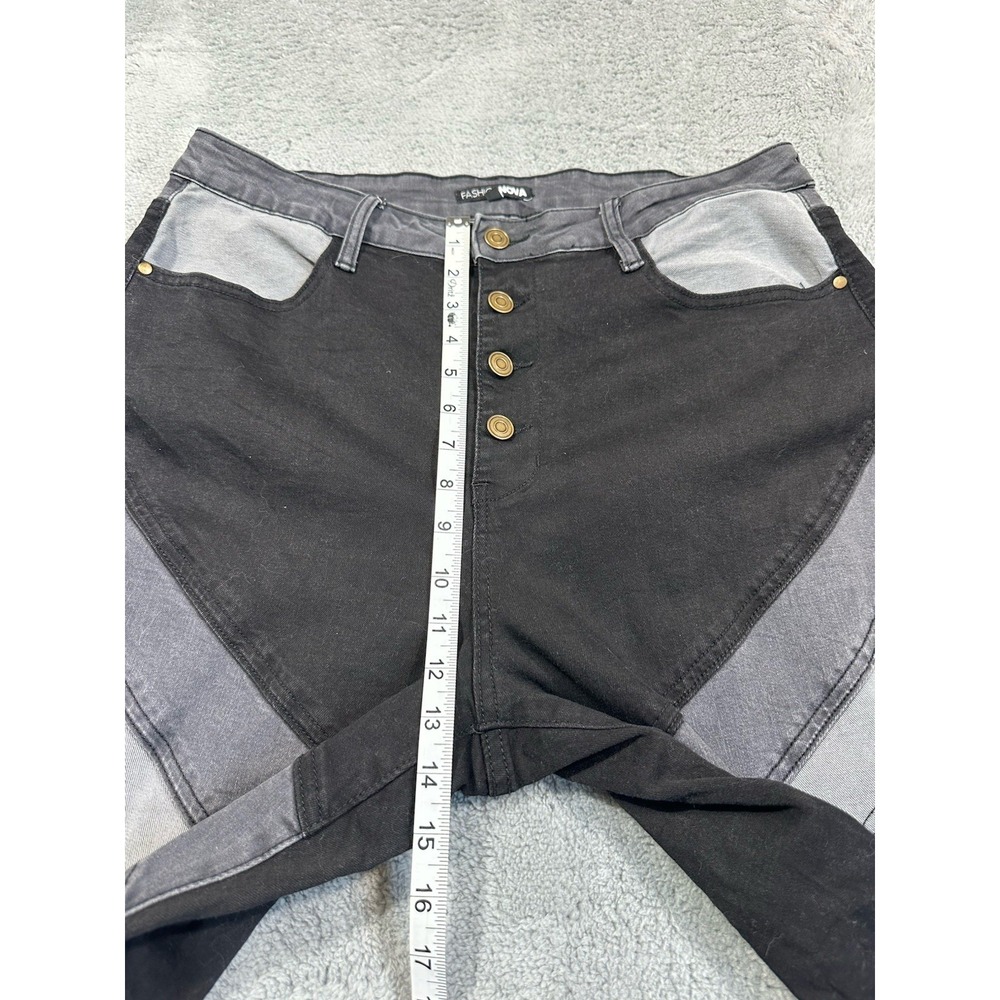 Fashion Nova Jeans Womens 1X 34x34 Devil In The Details Patchwork Flare Stretch - Picture 6 of 9